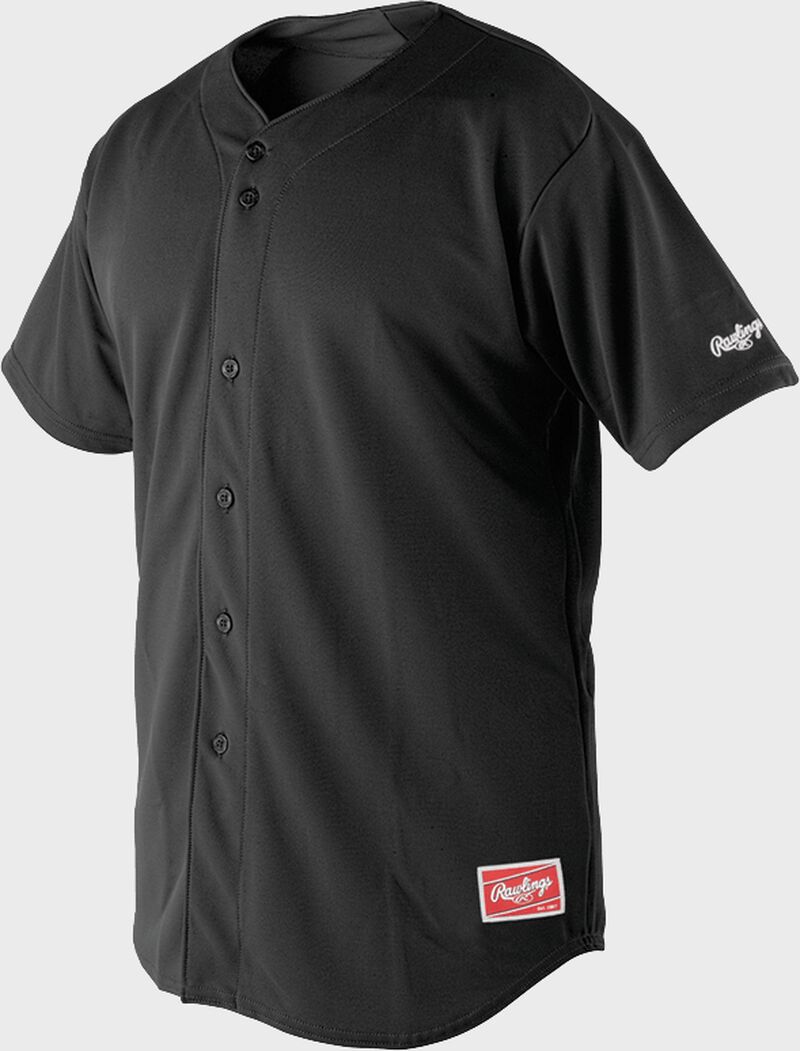 Front of Rawlings Black Youth Short Sleeve Jersey  - SKU #YBJ150