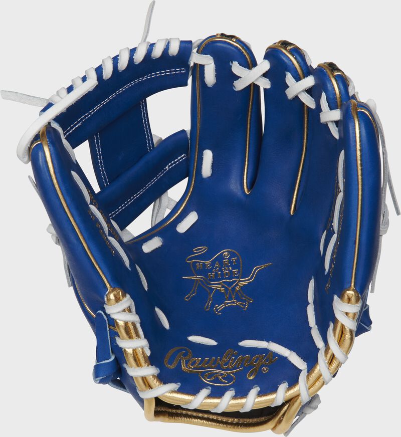 PRO234-2RSSG Rawlings ColorSync 4.0 infield glove with a royal palm and white laces