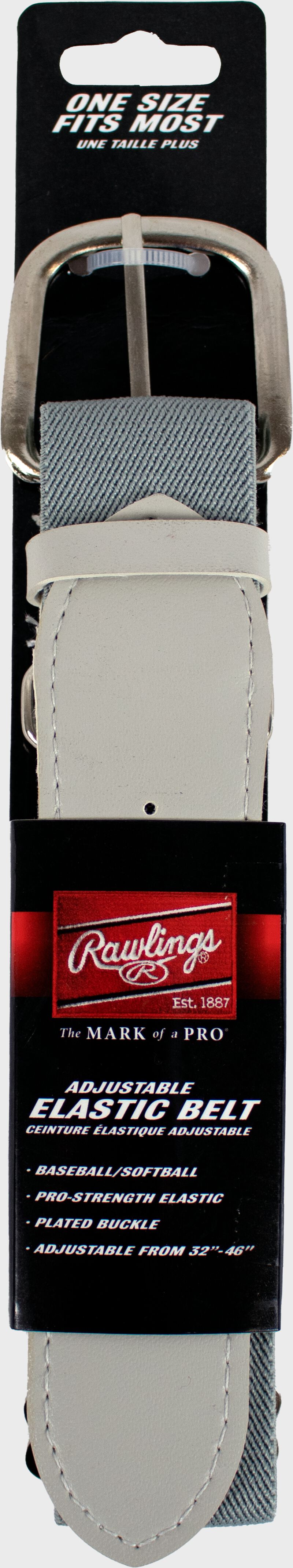 A gray adjustable elastic baseball belt - SKU: BLT loading=