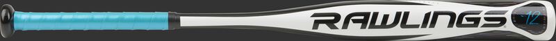 FPZE12 Eclipse fastpitch bat with a white/black barrel and blue gip