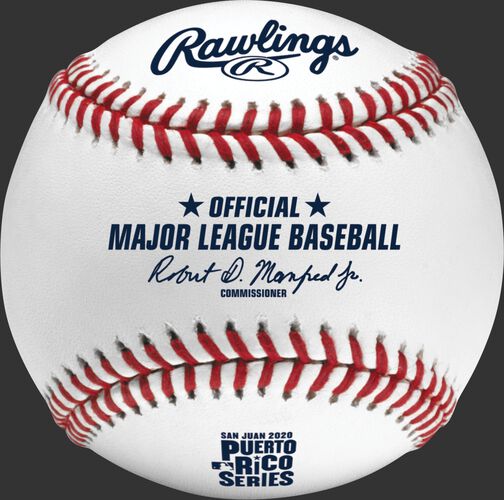 A 2020 MLB Puerto Rico Series baseball with the Official Major League Baseball stamp - SKU: ROMLBPRS20