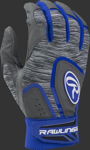 A grey 5150GBG-R Adult 5150 batting glove with a heather grey back and royal trim