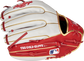 Pinky back view of scarlet and white 2021 St. Louis Cardinals Heart of the Hide glove image number null