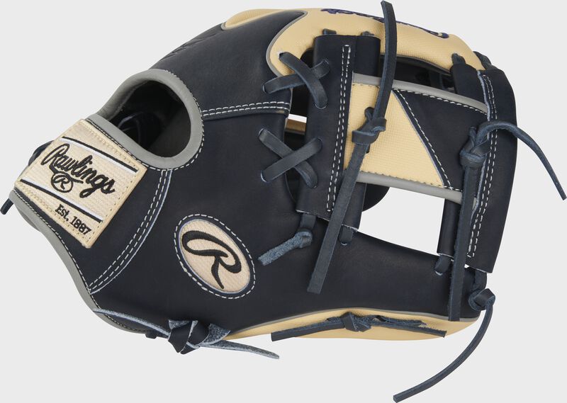 Thumb of a black/camel ColorSync 8.0 Heart of the Hide 11.5" speed shell infield glove with a navy/camel I-web - SKU: PRO204W-2XNSS
