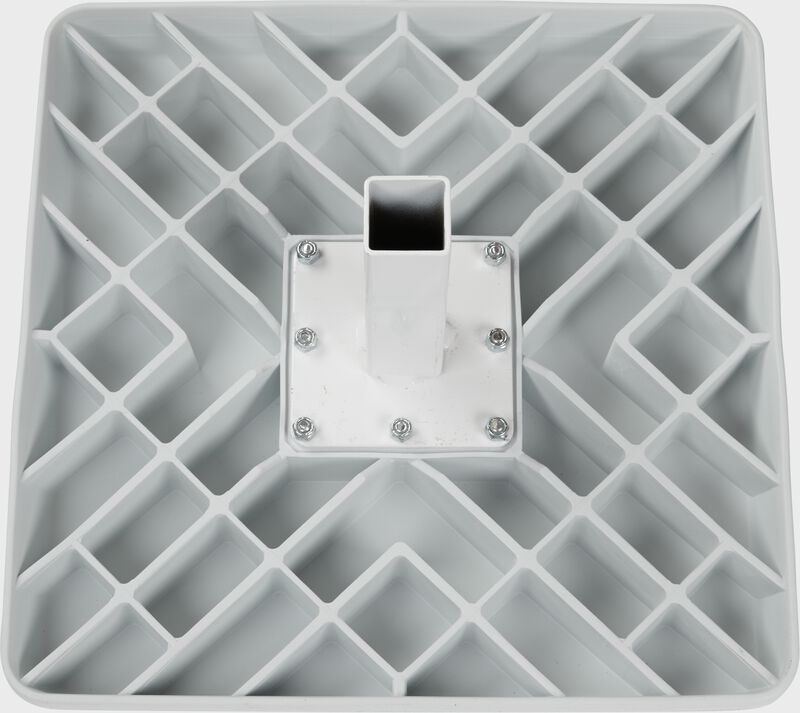 Bottom of a white Rawlings Hollywood Impact Base with the stanchion - SKU: HIB
