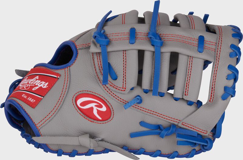 Thumb of a gray Rawlings Freddie Freeman Select Pro Lite First Base Mitt with a gray single post double bar web