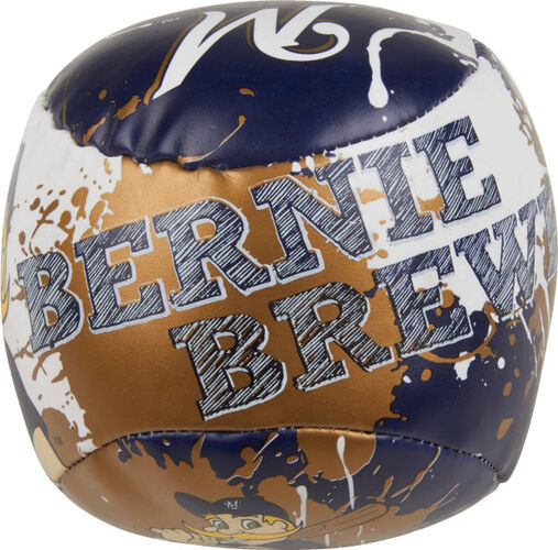 Top of Rawlings Milwaukee Brewers Quick Toss 4'' Softee Baseball With Team Name On Front In Team Colors SKU #01320006112
