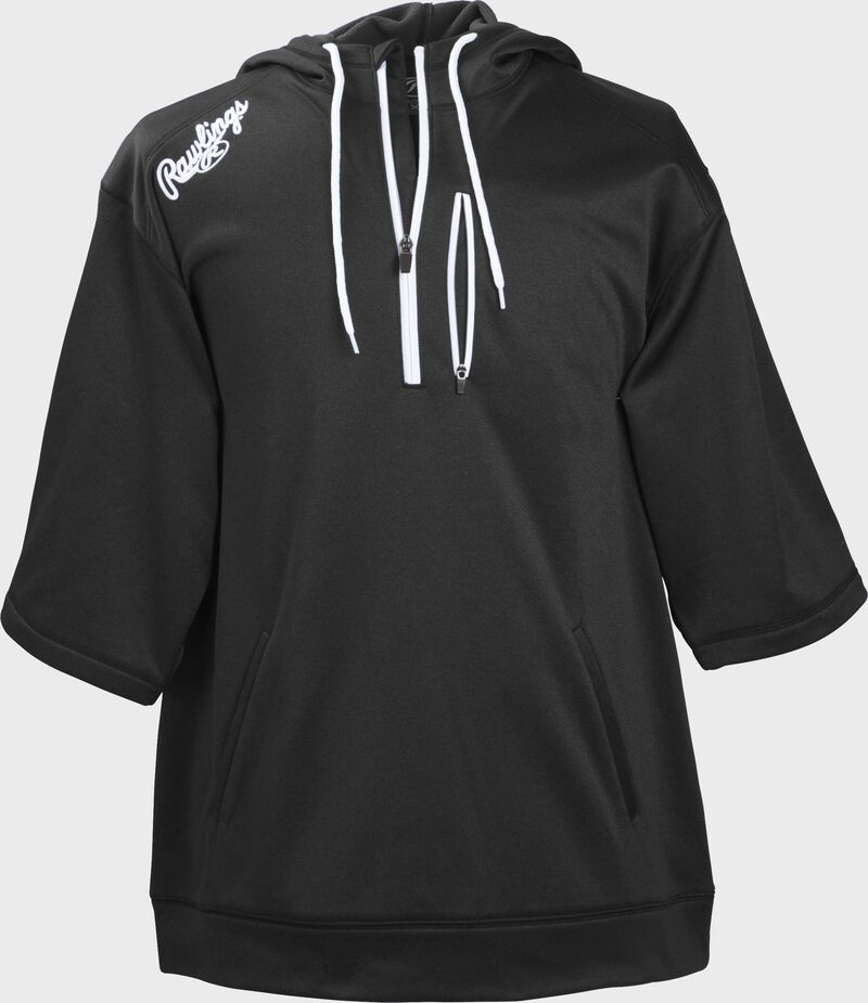 Front of Rawlings Black Adult Half Sleeve Hoodie with Zipper - SKU #RHTYO-B