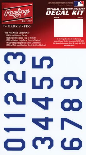 Rawlings MLB Kansas City Royals Decal Kit With Blue Numbers SKU #MLBDC-KC