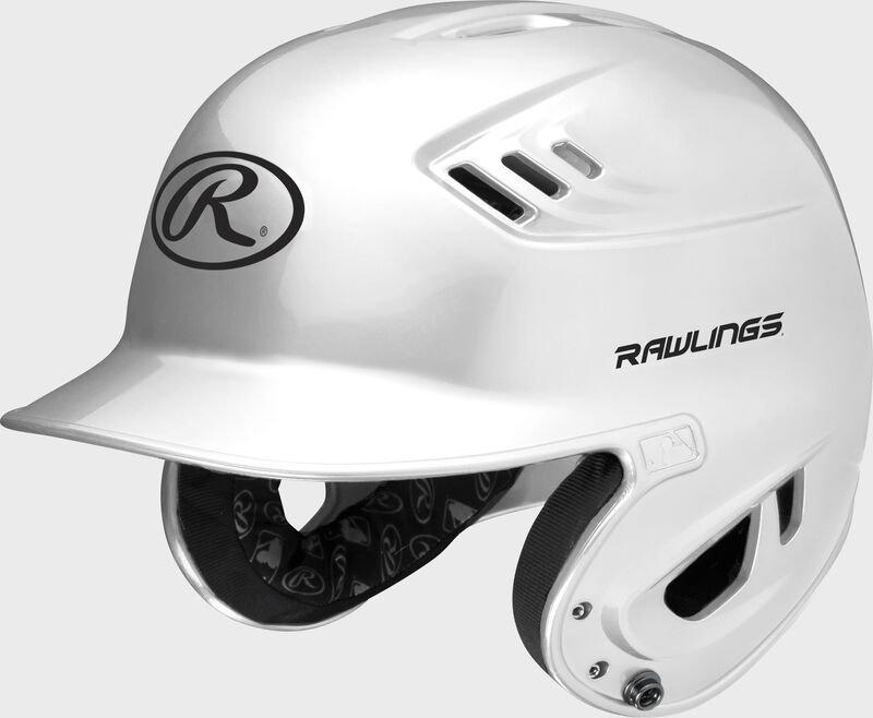 A metallic white R16S Velo senior batting helmet with Cool-Flo vents