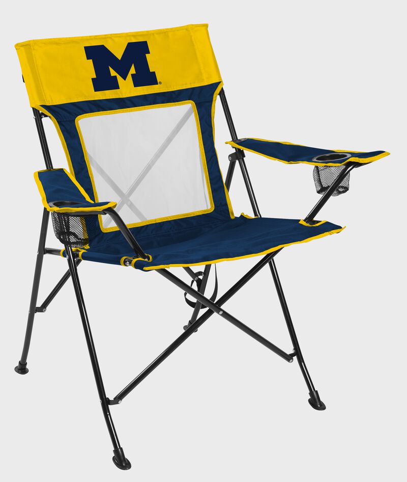 Front of Rawlings Yellow and Navy NCAA Michigan Wolverines Game Changer Chair With Team Logo SKU #00643083111 loading=