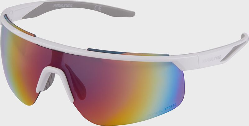 Adult white/rainbow half-rim rectangle shield sunglasses - SKU: 10260974