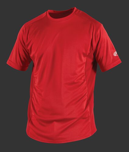Front of Rawlings Scarlet Youth Short Sleeve Shirt - SKU #YSBASE