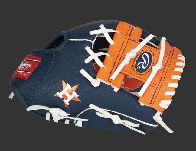 Thumb of a navy/orange Houston Astros 10-Inch team logo glove with an orange I-web - SKU: 22000002111