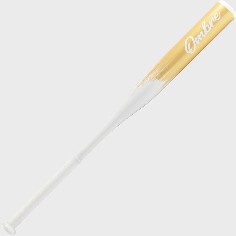A white/gold Rawlings 2022 Ombre fastpitch softball bat - SKU: FP2O11