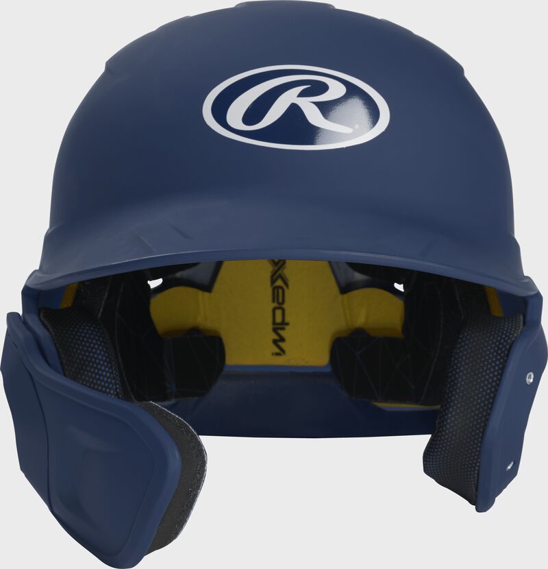 Front view of Mach Left Handed Batting Helmet with EXT Flap | 1-Tone, Navy