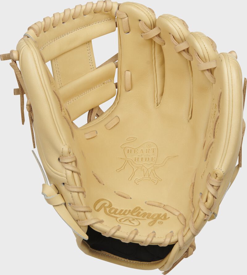 Camel palm of a Rawlings Heart of the Hide infield glove with camel laces - SKU: PRO312-2C