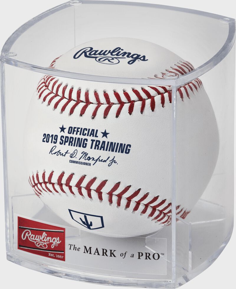 A ROMLBSTAZ19 2019 MLB Arizona Spring Training ball in a clear display cube