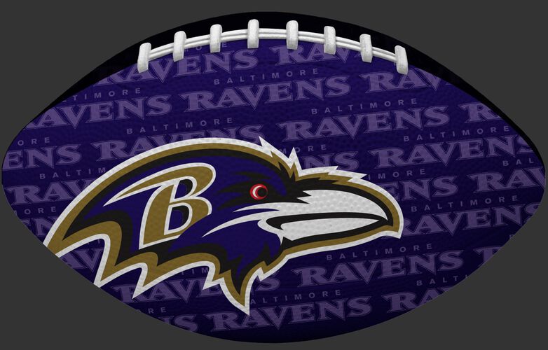 Purple side of a NFL Baltimore Ravens Gridiron football with the team logo SKU #09501092121