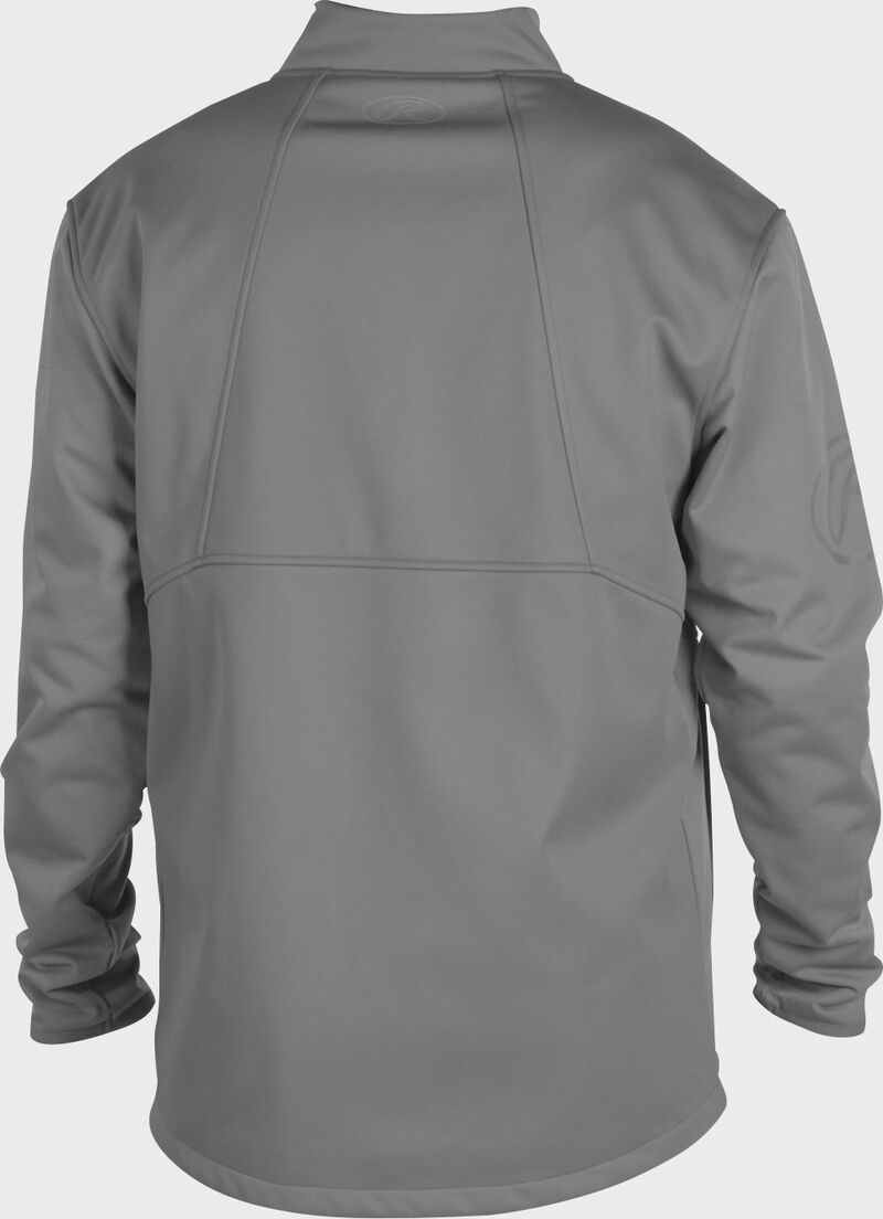 Back of a gray Rawlings mid weight Gold Collection jacket - SKU: GCMW2-BG