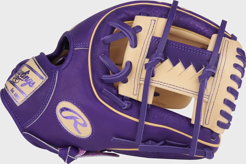 Thumb of a purple Heart of the Hide 11.75-Inch Purple Infield Glove with a camel/purple 2-tone Pro I-web