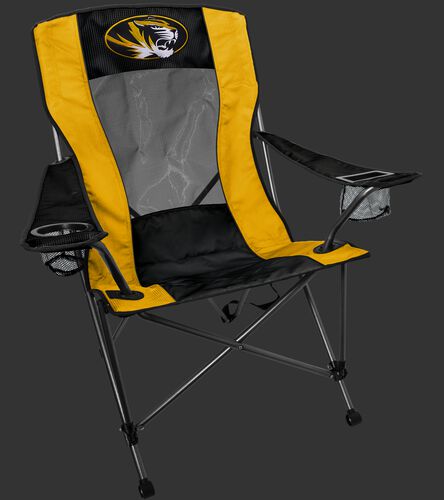 A black/yellow Missouri Tigers high back chair with the team logo on the back - SKU: 09403086519