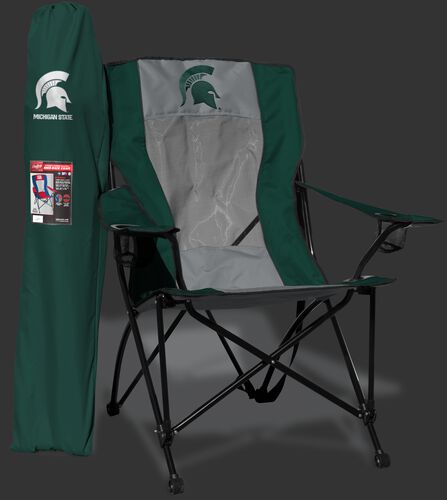 Front of Rawlings Green and Grey NCAA Michigan State Spartans High Back Chair With Team Logo SKU #09403038518