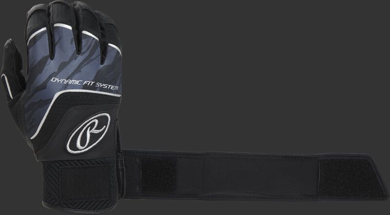 A black WHCSBG Adult Workhorse batting glove with the compression strap an strapped