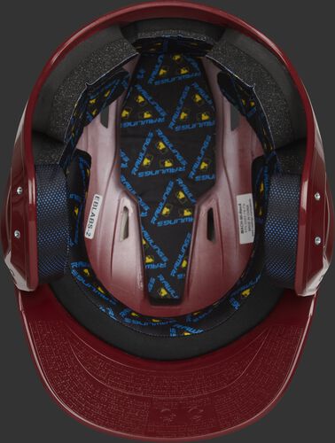 Inside of a cardinal red MCH01A Mach high school helmet