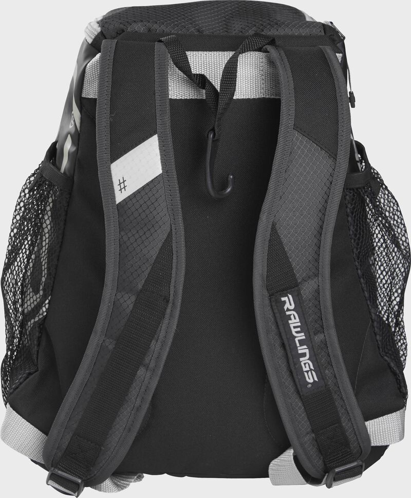 Rear view of a Black Rawlings Youth Players Team Backpack | SKU:R400-B