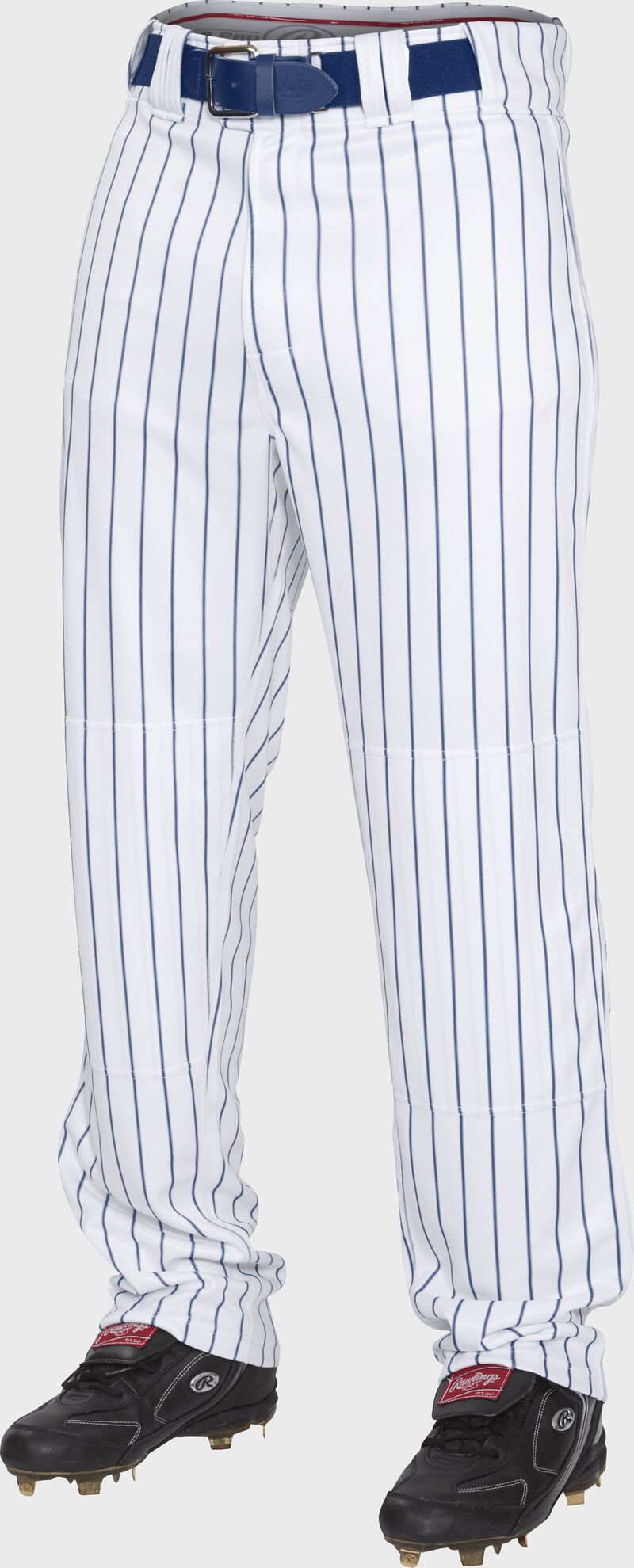 Front of Rawlings Black Adult Semi-Relaxed Pinstripe Pant - SKU #PIN150