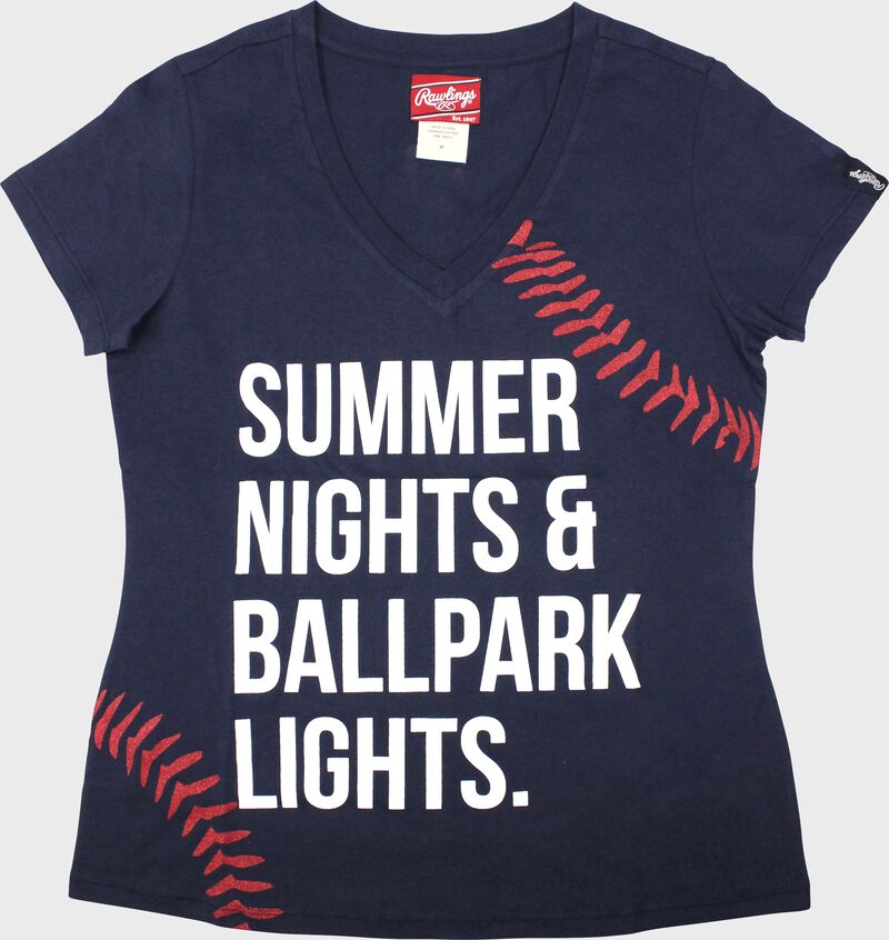 Front of Rawlings Women's Summer Nights & Ballpark Lights T-Shirt - SKU #RA30001-400