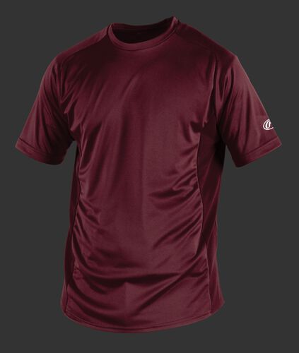 Front of Rawlings Maroon Youth Short Sleeve Shirt - SKU #YSBASE