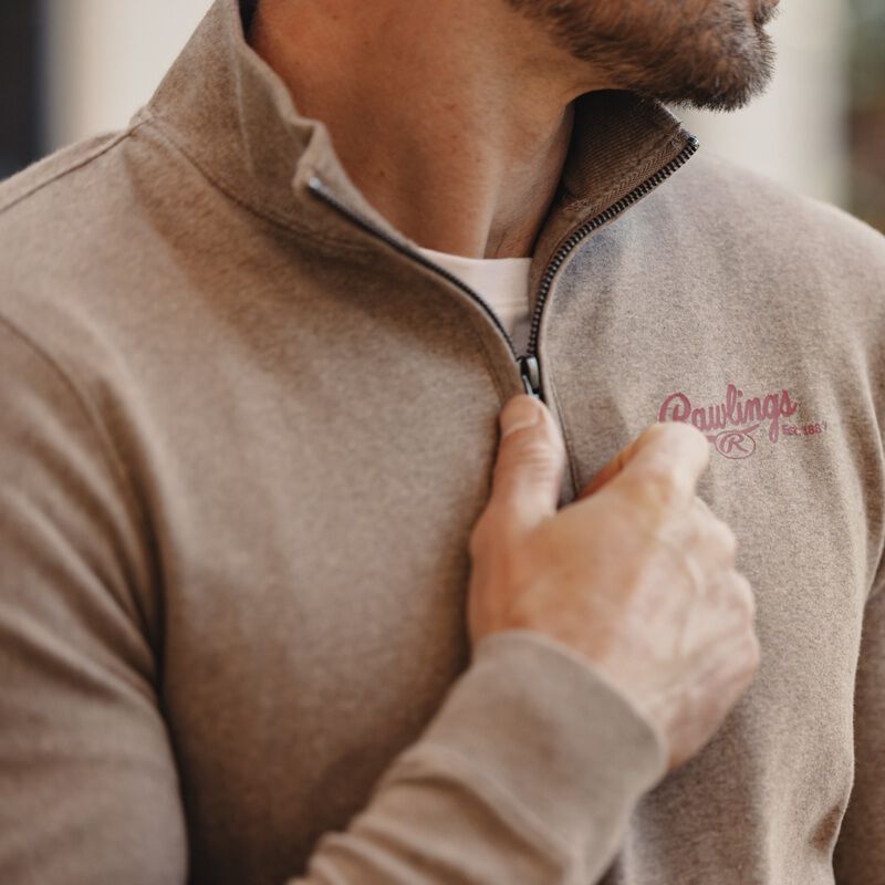Rawlings x The Normal Brand Puremeso Weekend Quarter Zip, Khaki, Adult 3XL