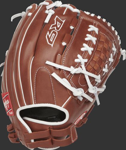 R9SB125-18DB 12.5-inch R9 softball outfield/pitcher's glove with a brown back and Pull-Strap back design