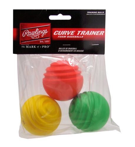 Rawlings 3-pack Curve Ball Training Balls With Green, Red, and Yellow Balls SKU #CURVETRAIN