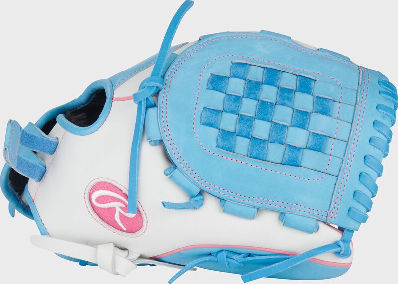 Thumb of a white/Columbia blueLiberty Advanced 12.5-inch Fastpitch Softball Glove loading=