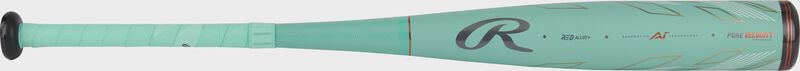 Full view of a mint Mach AI USSSA bat shown left to right - SKU: RUT4MC