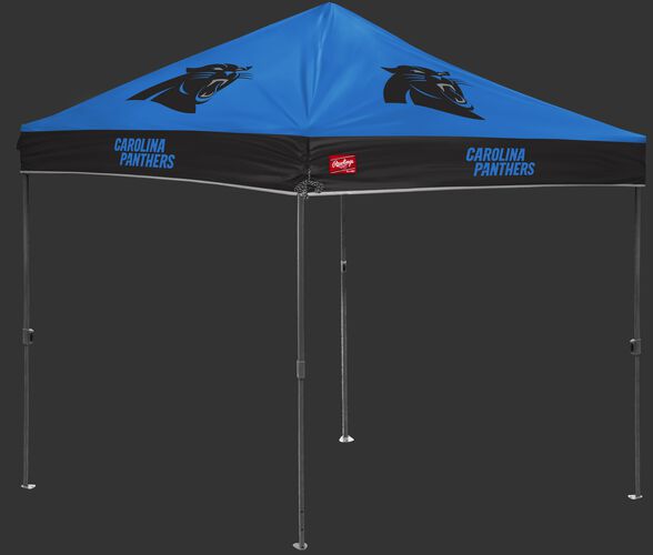 A blue/black NFL Carolina Panthers 10x10 canopy with team logos on each side - SKU: 02231090111
