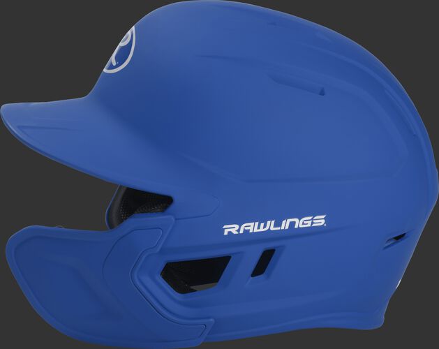 Left side of a MACHEXTR Rawlings MACH helmet with EXT extension piece