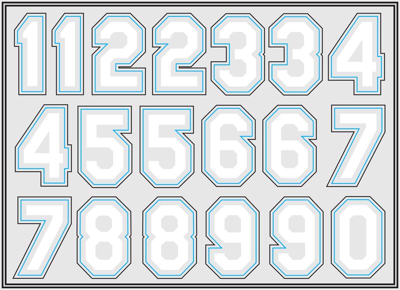 A white Rawlings helmet numbers decal kit loading=