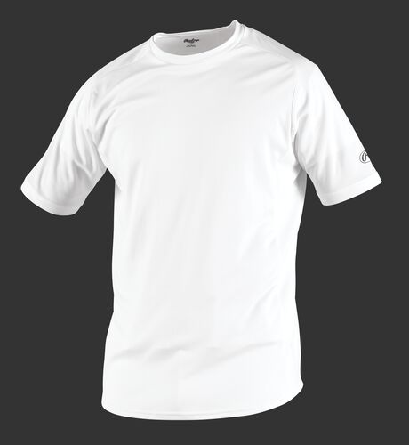 Front of Rawlings White Youth Short Sleeve Shirt - SKU #YSBASE