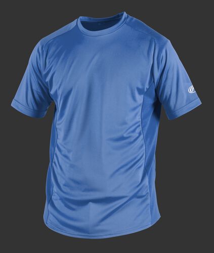 Front of Rawlings Columbia Blue Youth Short Sleeve Shirt - SKU #YSBASE