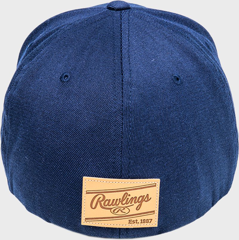 Back view of Rawlings Black Clover Leather Patch Flat Bill Hat - SKU: BC0LPF0071
