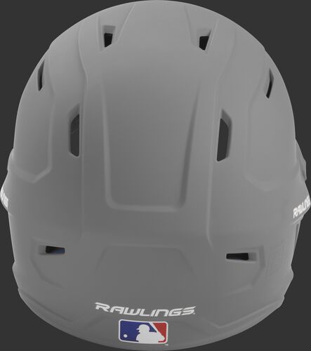 Back of a silver MACH high performance helmet with the Official Batting Helmet of MLB logo