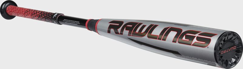 Angled view of a Rawlings 2021 Quatro Pro USA bat - SKU: US1Q8