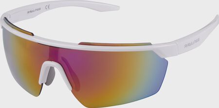 Youth White/Rainbow Half-Rim Rectangle Shield Sunglasses