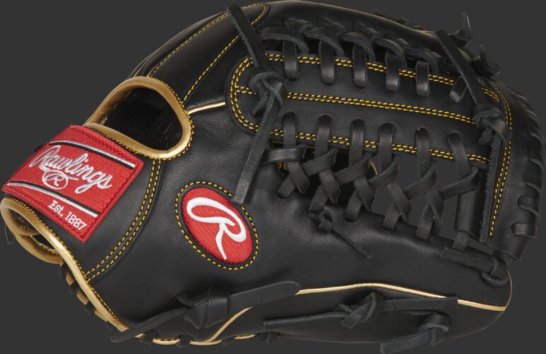 Thumb of a black R9 Series 11.75-Inch infield/pitcher's glove with a black Modified Trap-Eze web - SKU: R9205-4BG