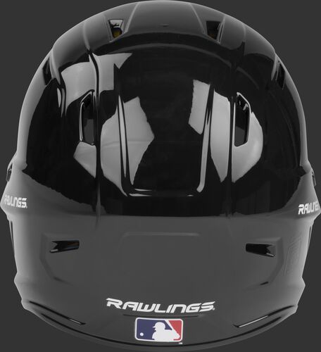 Back of a black MACH high performance helmet with the Official Batting Helmet of MLB logo