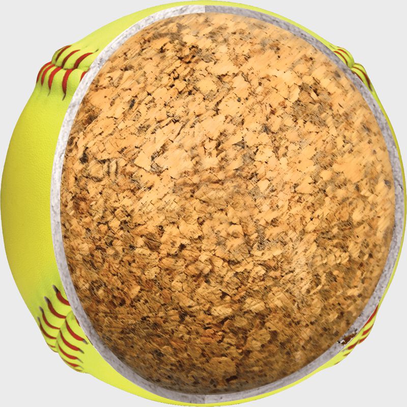 Center cork view of a USA Dream Seam 11" softball - SKU: C11RYSA